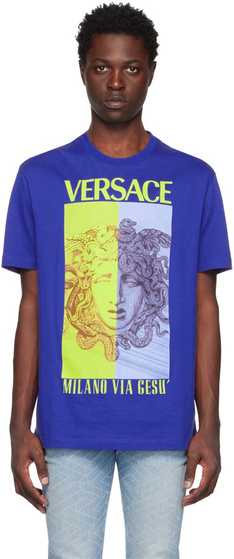 versace blue tshirt|authentic versace shirts.